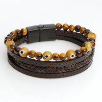 Hip-Hop Devil'S Eye Pu Leather Alloy Patchwork Men'S Bangle sku image 5