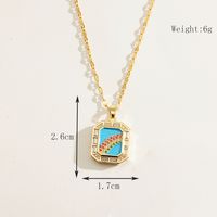 Le Cuivre Style IG Dame Style Moderne Incruster Arc-En-Ciel Rectangle Zircon Pendentif main image 2