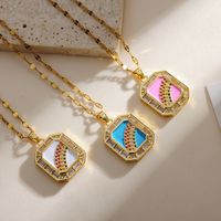 Le Cuivre Style IG Dame Style Moderne Incruster Arc-En-Ciel Rectangle Zircon Pendentif main image 1