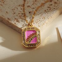 Le Cuivre Style IG Dame Style Moderne Incruster Arc-En-Ciel Rectangle Zircon Pendentif main image 6