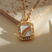 Le Cuivre Style IG Dame Style Moderne Incruster Arc-En-Ciel Rectangle Zircon Pendentif main image 5