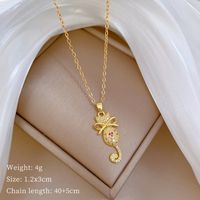 Titanium Steel Copper Cute Lady Sweet Inlay Cat Bow Knot Zircon Pendant Necklace main image 2