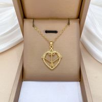 Titanium Steel Copper Lady Modern Style Classic Style Inlay Bow And Arrow Heart Shape Zircon Pendant Necklace main image 5