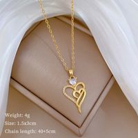 Titanium Steel Copper Basic Modern Style Classic Style Inlay Heart Shape Rhinestones Zircon Pendant Necklace main image 2