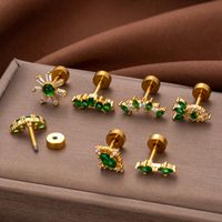 1 Piece Ear Cartilage Rings & Studs IG Style Modern Style Classic Style Geometric Flower Copper Polishing Plating Inlay Diamond 18K Gold Plated Ear Cartilage Rings & Studs main image 6