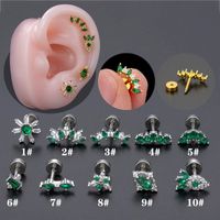 1 Piece Ear Cartilage Rings & Studs IG Style Modern Style Classic Style Geometric Flower Copper Polishing Plating Inlay Diamond 18K Gold Plated Ear Cartilage Rings & Studs main image 4