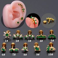 1 Piece Ear Cartilage Rings & Studs IG Style Modern Style Classic Style Geometric Flower Copper Polishing Plating Inlay Diamond 18K Gold Plated Ear Cartilage Rings & Studs main image 5