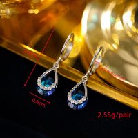 304 Stainless Steel Copper Palladium White K Simple Style Classic Style Plating Inlay Drop Shape Zircon Earrings Necklace main image 5