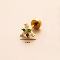 1 Piece Ear Cartilage Rings & Studs IG Style Modern Style Classic Style Geometric Flower Copper Polishing Plating Inlay Diamond 18K Gold Plated Ear Cartilage Rings & Studs sku image 16