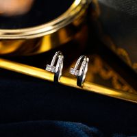 1 Pair Modern Style Classic Style Commute Round Inlay Copper Zircon 18K Gold Plated Hoop Earrings main image 3