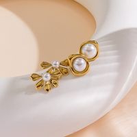 1 Paire Style IG Style Moderne Style Classique Irrégulier Forme De Cœur Fleur Incruster Acier Inoxydable 304 Shell Perles Plaqué Or 14K Boucles D'Oreilles main image 6