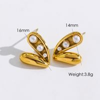 1 Pair IG Style Modern Style Classic Style Irregular Heart Shape Flower Inlay 304 Stainless Steel Shell Pearls 14K Gold Plated Ear Studs sku image 2