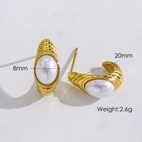 1 Pair IG Style Modern Style Classic Style Irregular Heart Shape Flower Inlay 304 Stainless Steel Shell Pearls 14K Gold Plated Ear Studs sku image 5