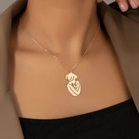316 Stainless Steel  14K Gold Plated Lady Modern Style Classic Style Polishing Plating Human Solid Color Pendant Necklace main image 1