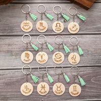 Casual Simple Style Classic Style Letter Constellation Wood Tassel Bag Pendant Keychain main image 1
