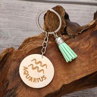 Casual Simple Style Classic Style Letter Constellation Wood Tassel Bag Pendant Keychain main image 4