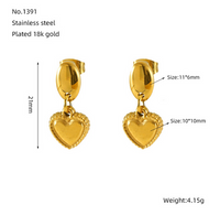 1 Pair Basic Modern Style Classic Style Heart Shape Plating 304 Stainless Steel 18K Gold Plated Drop Earrings main image 2