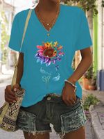 Women's T-shirt Short Sleeve T-Shirts Printing Streetwear Sunflower main image 2