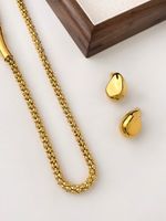 304 Stainless Steel 18K Gold Plated Casual Simple Style Solid Color Earrings Necklace main image 5
