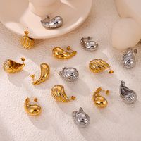 1 Pair Casual Retro Simple Style Water Droplets Plating Inlay 304 Stainless Steel Rhinestone Rhinestones 18K Gold Plated Ear Studs main image 5