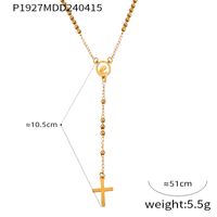 304 Stainless Steel 18K Gold Plated Casual Retro Simple Style Plating Cross Round Heart Shape Long Necklace main image 8