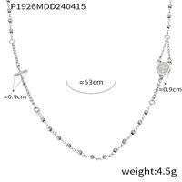 304 Stainless Steel 18K Gold Plated Casual Retro Simple Style Plating Cross Round Heart Shape Long Necklace main image 9