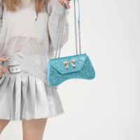 Women's Medium Pu Leather Solid Color Bow Knot Classic Style Streetwear Sequins Flip Cover Crossbody Bag main image 2
