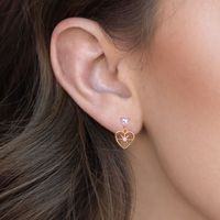 1 Pair IG Style Cute Simple Style Round Heart Shape Hollow Out Inlay Copper Zircon 18K Gold Plated White Gold Plated Ear Studs main image 1