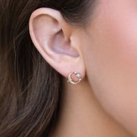 1 Pair IG Style Cute Simple Style Round Heart Shape Hollow Out Inlay Copper Zircon 18K Gold Plated White Gold Plated Ear Studs main image 4