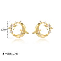 1 Pair IG Style Cute Simple Style Round Heart Shape Hollow Out Inlay Copper Zircon 18K Gold Plated White Gold Plated Ear Studs main image 2