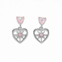 1 Pair IG Style Cute Simple Style Round Heart Shape Hollow Out Inlay Copper Zircon 18K Gold Plated White Gold Plated Ear Studs sku image 4