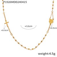 304 Stainless Steel 18K Gold Plated Casual Retro Simple Style Plating Cross Round Heart Shape Long Necklace sku image 4