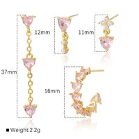 Copper 18K Gold Plated White Gold Plated IG Style Sweet Simple Style Asymmetrical Inlay Heart Shape Zircon Drop Earrings Ear Studs main image 3