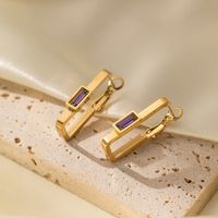 1 Pair Elegant Sweet Simple Style L Shape Polishing Plating Inlay 304 Stainless Steel Artificial Rhinestones 18K Gold Plated Earrings main image 1