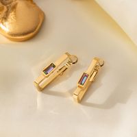 1 Pair Elegant Sweet Simple Style L Shape Polishing Plating Inlay 304 Stainless Steel Artificial Rhinestones 18K Gold Plated Earrings main image 2
