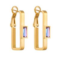 1 Pair Elegant Sweet Simple Style L Shape Polishing Plating Inlay 304 Stainless Steel Artificial Rhinestones 18K Gold Plated Earrings main image 5