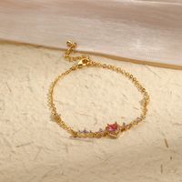 Copper 18K Gold Plated White Gold Plated Cute Sweet Simple Style Plating Inlay Heart Shape Zircon Bracelets main image 5