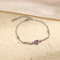 Copper 18K Gold Plated White Gold Plated Cute Sweet Simple Style Plating Inlay Heart Shape Zircon Bracelets main image 4
