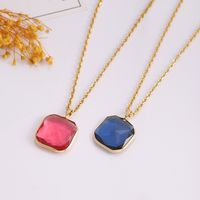 Wholesale Hip-Hop Exaggerated Square 304 Stainless Steel Copper Plating Inlay 18K Gold Plated Glass Pendant Necklace main image 1