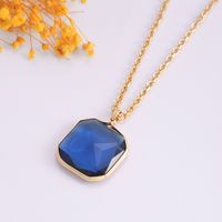 Wholesale Hip-Hop Exaggerated Square 304 Stainless Steel Copper Plating Inlay 18K Gold Plated Glass Pendant Necklace main image 8
