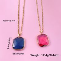 Wholesale Hip-Hop Exaggerated Square 304 Stainless Steel Copper Plating Inlay 18K Gold Plated Glass Pendant Necklace main image 10