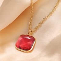 Wholesale Hip-Hop Exaggerated Square 304 Stainless Steel Copper Plating Inlay 18K Gold Plated Glass Pendant Necklace main image 7