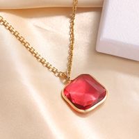 Wholesale Hip-Hop Exaggerated Square 304 Stainless Steel Copper Plating Inlay 18K Gold Plated Glass Pendant Necklace main image 5