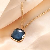 Wholesale Hip-Hop Exaggerated Square 304 Stainless Steel Copper Plating Inlay 18K Gold Plated Glass Pendant Necklace main image 6