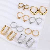 1 Pair IG Style Geometric Plating 304 Stainless Steel Hoop Earrings main image 2