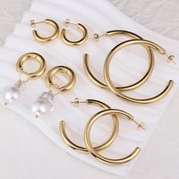 1 Pair IG Style U Shape Plating 304 Stainless Steel Hoop Earrings Ear Studs main image 2