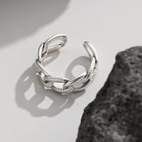 Hip-Hop Classic Style Solid Color Copper Plating Braid Silver Plated Women's Open Rings main image 3