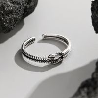 Hip-Hop Classic Style Solid Color Copper Plating Braid Silver Plated Women's Open Rings main image 6