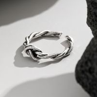 Hip-Hop Classic Style Solid Color Copper Plating Braid Silver Plated Women's Open Rings main image 8