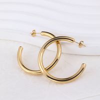 1 Pair IG Style U Shape Plating 304 Stainless Steel Hoop Earrings Ear Studs sku image 2